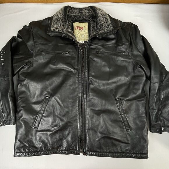 Zero 100% Genuine Leather Motorcycle Biker Jacket Men’s XXL Black Grey Urban - Picture 2 of 16